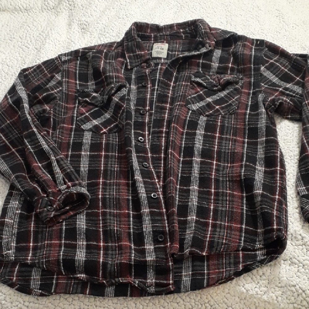 Dickies Black and Red Button Down Shirt Casual Plaid